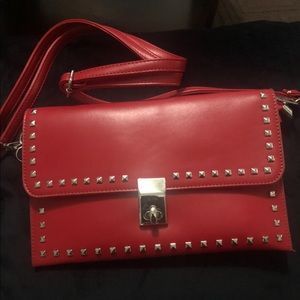 Red studded bag